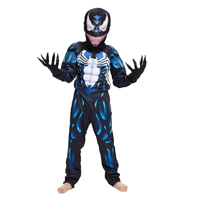 Kids Black Spider Costume  Superhero Costume Onesie 3D Spandex Unisex Jumpsuit Bodysuit for Kids Halloween Cosplay