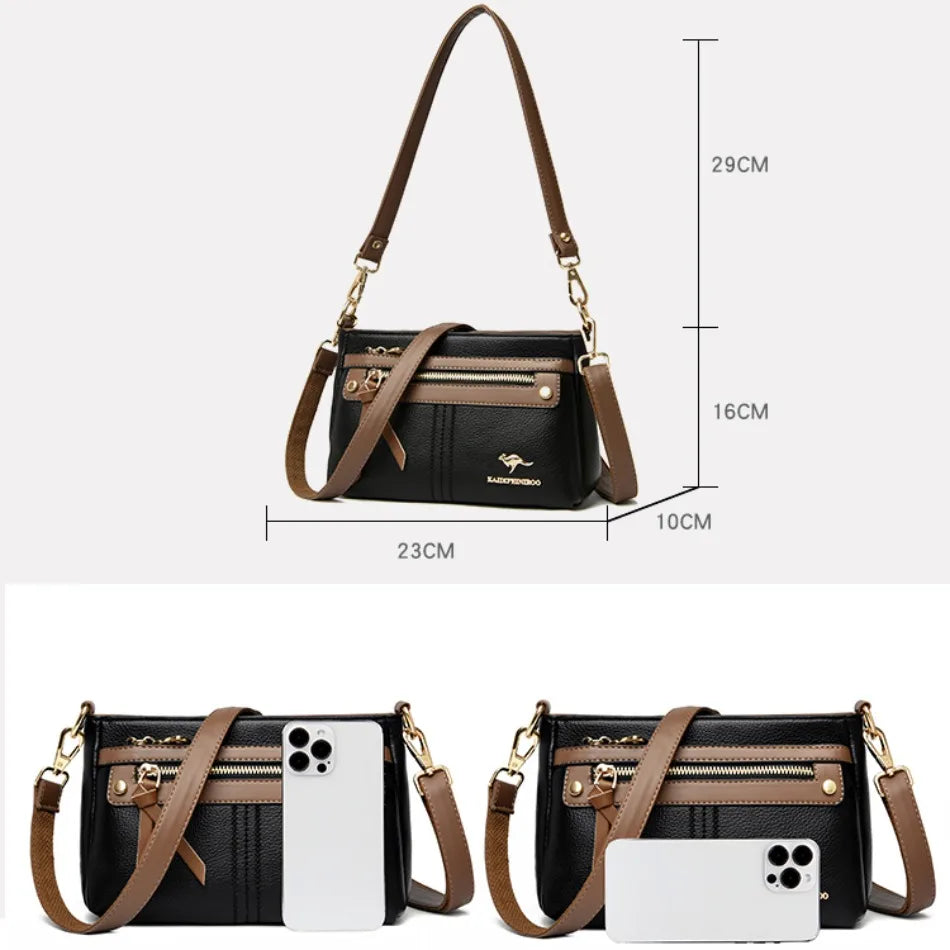 High Quality Leather Purses and Handbag Women Bag Luxury Designer Shoulder Crossbody Sac Ladies Casuial Messenger Tote Bag 2024