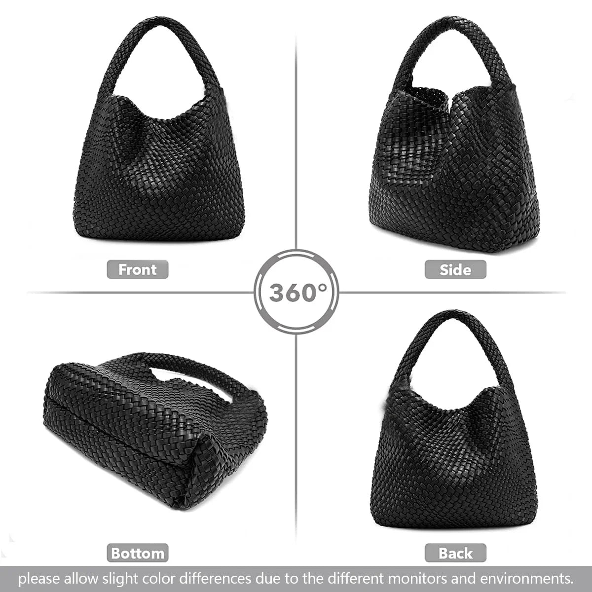 Woven Tote Bag for Women Large Woven Handbag Soft Leather Shoulder Bag Work Shopper Summer Beach Travel Tote Bag with Purse