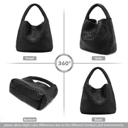 Woven Tote Bag for Women Large Woven Handbag Soft Leather Shoulder Bag Work Shopper Summer Beach Travel Tote Bag with Purse