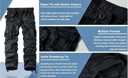 Multi-Pocket Work Pants Men Midweight Field Training Trousers Autumn 1/2Pcs Casual Cargo Pants Outdoor Tactical Hiking Trousers