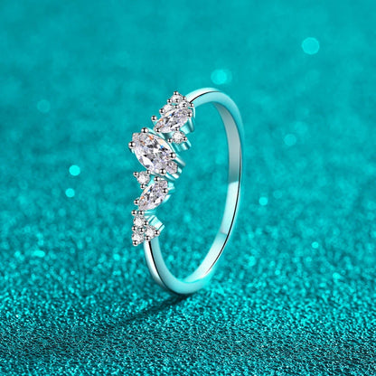 Full Moissanite Rings for Women 925 Sterling Silver Marquise cut Moissanite Lab Diamond Wedding Ring Gemstone Band