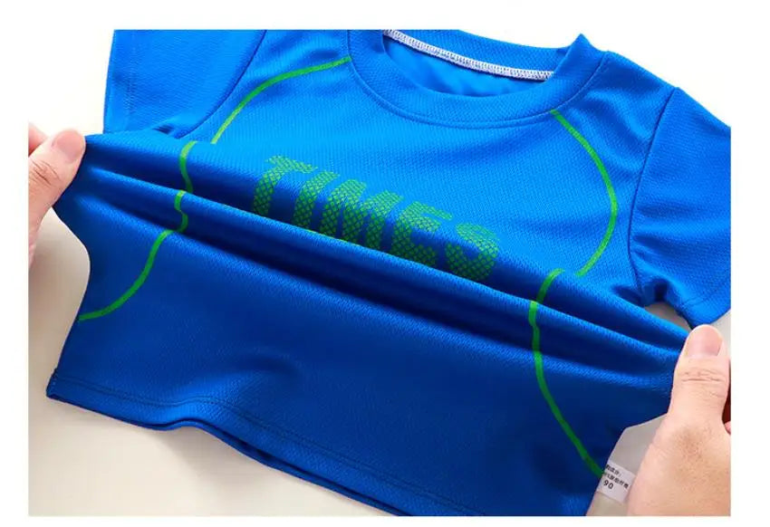New children's set boys' summer Korean version letter printed quick drying short sleeved shorts sports set