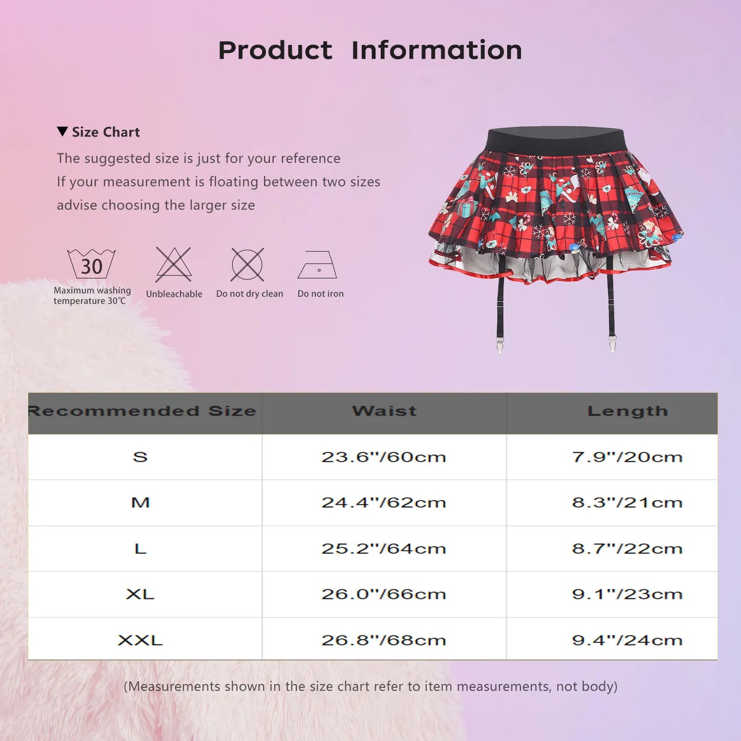 Women's Miniskirt with Garters Schoolgirl Cosplay Costume Plaid Layer with Tulle Lining Elastic Waistband Short Skirt Clubwear
