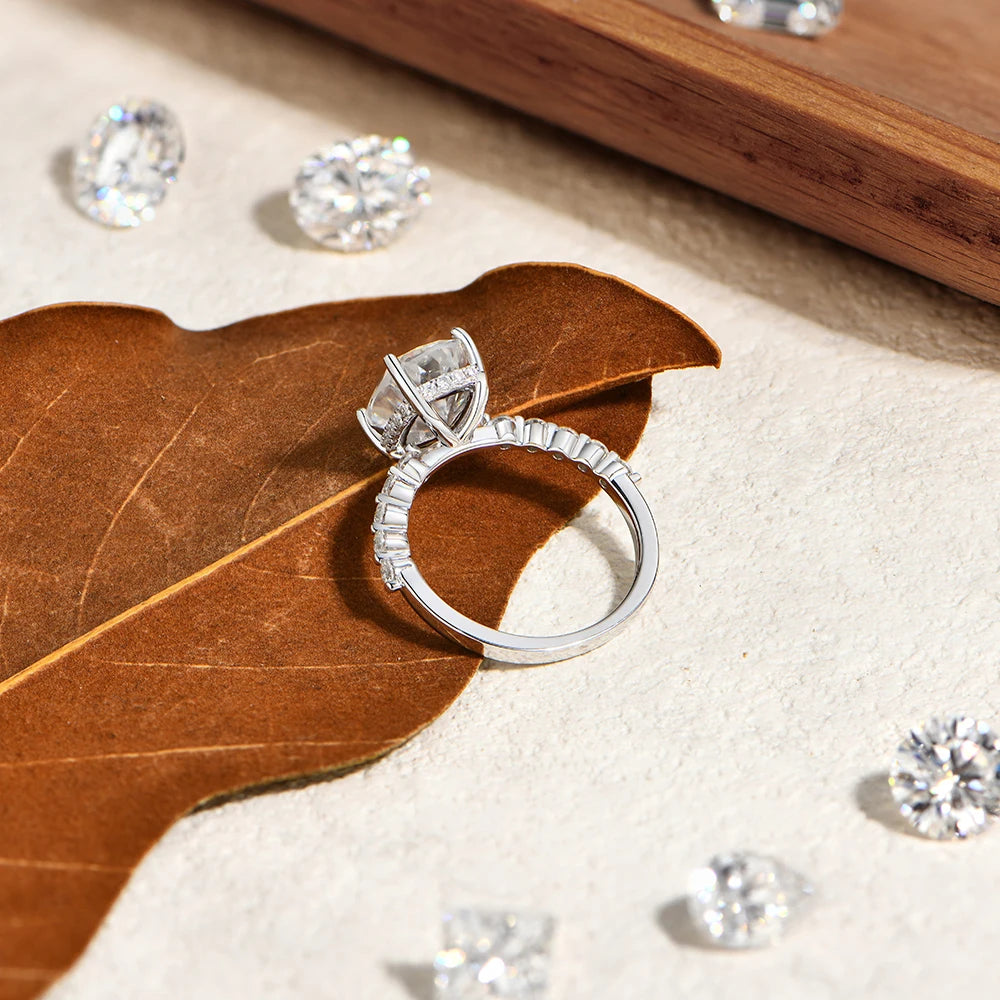 Cushion Cut 4CT Classic Moissanite Ring For Women S925 Silver 18k Gold Plated Engagement Wedding Jewelry Gifts to Her