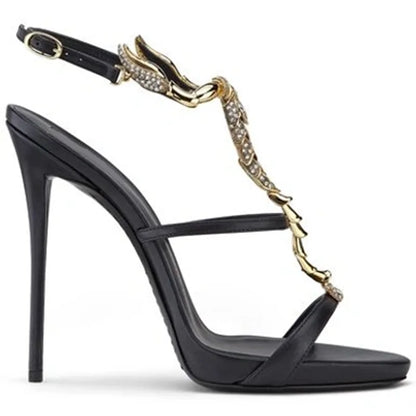 Shiny Crystal Rhinestone Gold Metal Decoration Pumps Sexy Pointed Toe Thin Heel New Arrvials Fashion Women Modern Shoes