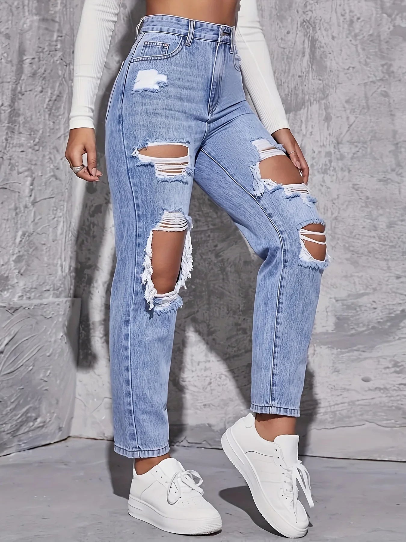 High Waist Straight-crotch Loose Slim Design High-street Pants
