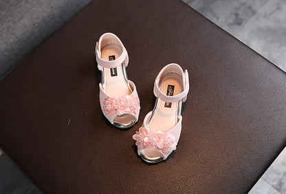 Girls Rhinestone Flower Shoes Low Heel Flower Wedding Party Dress Pump Shoes Princess Shoes For Kids Toddler