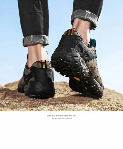 Men's Hiking Shoes Suede Leather Outdoor Shoes Wear-resistant Men Trekking Walking Hunting Tactical Sneakers