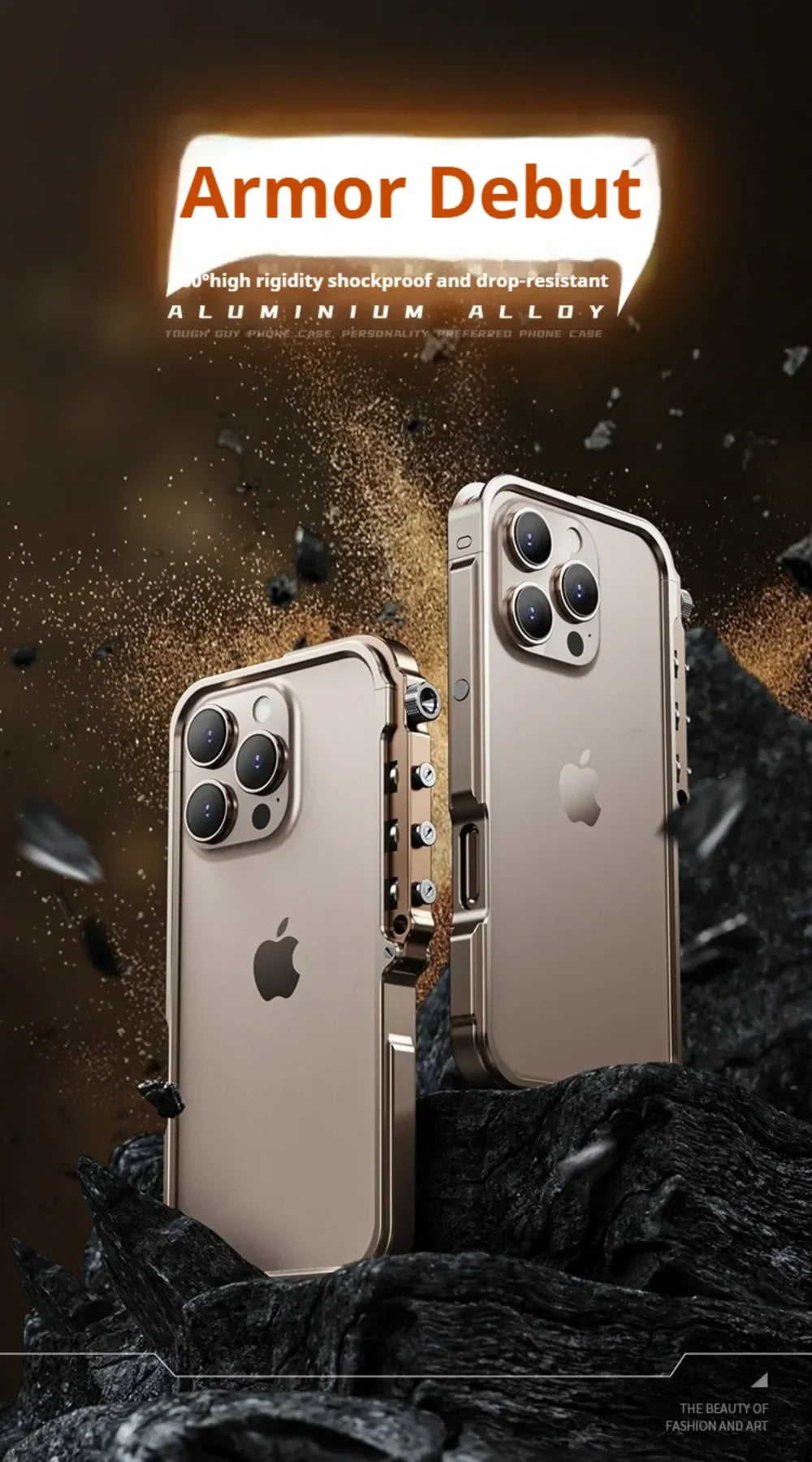 Cyberpunk Punk Mechanical Phone Frame Case For iPhone 17 Air 16 15 14 13 Pro Max Plus Aluminum Alloy Metal Shockproof Bumper
