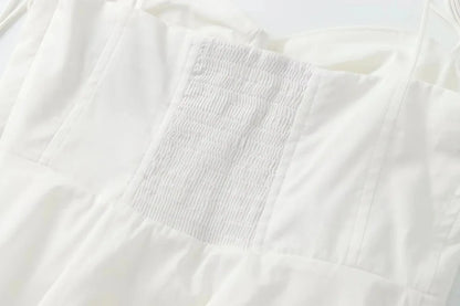 White Smocked Strappy Camisole Women's Sexy Sleeveless Ruffle Slim Bra Solid Color Streetwear Y2k Women's Tops Camisole