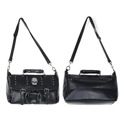 Punk Style Women Handbags Pu Leather Skull Tote Bag Black Large Capacity Shoulder Bag 2022 Luxury Crossbody Bags