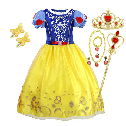 Girls Costume Sleeping Beauty Aurora Princess Party Rapunzel Halloween Snow White Cosplay Costume Kid Cinderella Dress up