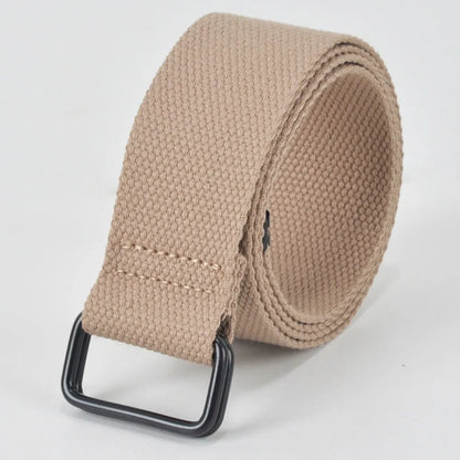 Fashion Free Punch Canvas Belt Cotton Canvas Cloth Fabric Buckle Belt Double Ring Buckle Best Canvas Belts Men's