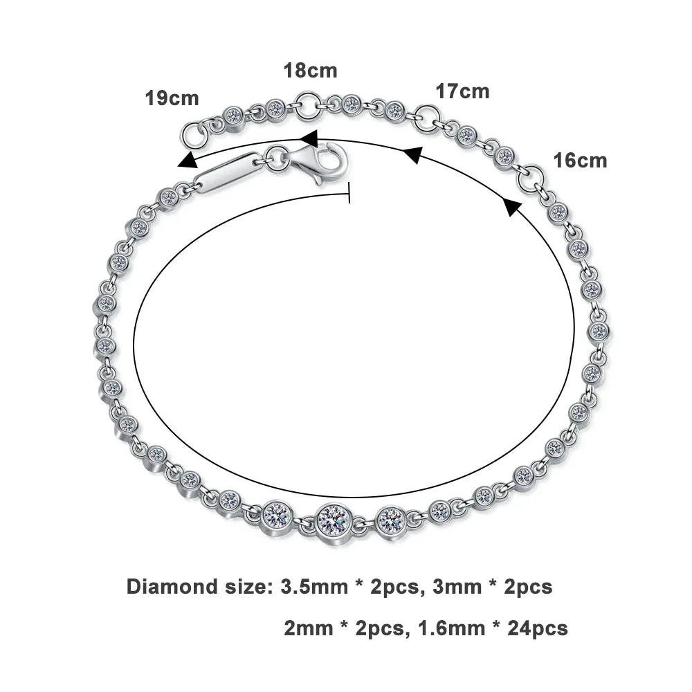 D VVS1 Moissanite Tennis Bracelets for Women Round Lab Diamond GRA 925 Sterling Silver 18k Dainty Bracelet Gift Jewelry