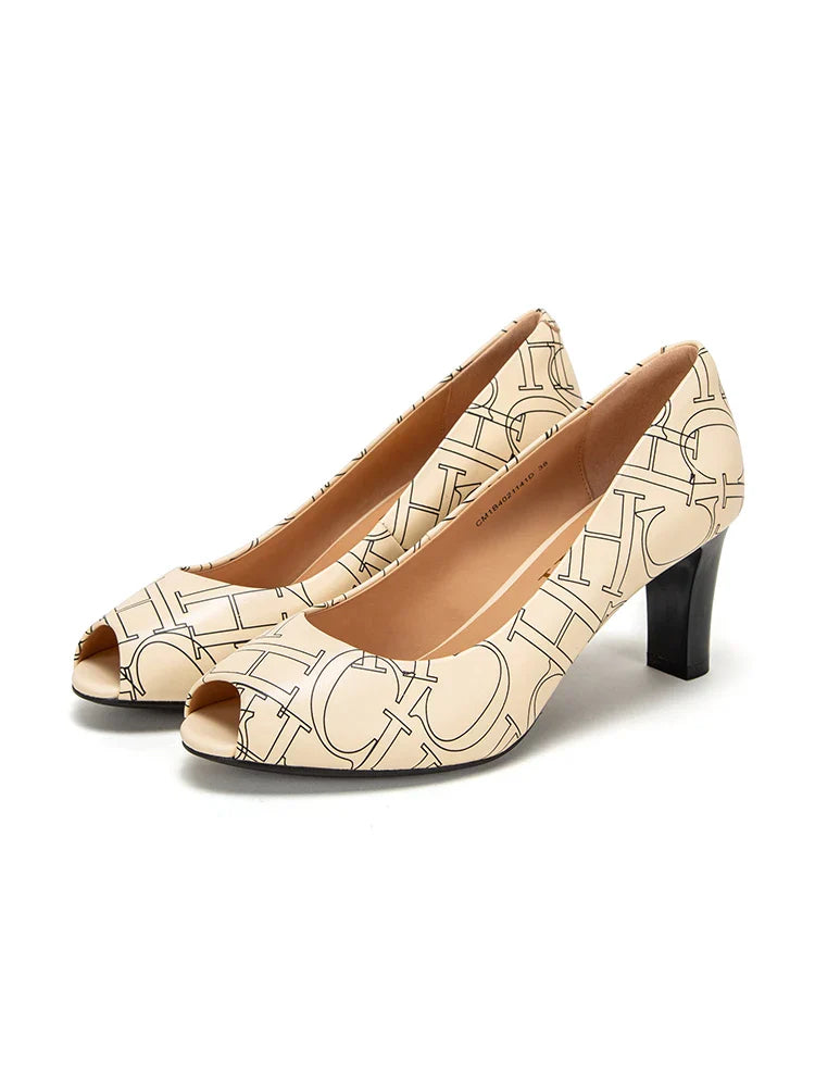 Women's Sandals High Heel Leather Fish Mouth Design Sense Casual Shoes Dress Summer Beach
