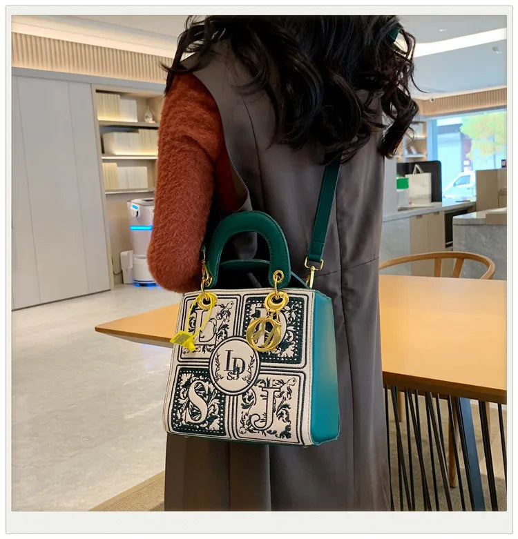 Fashion Top-Handle Bag for Ladies Elegant Handbag with Royal Embroidery Design Versatile Crossbody Style Women Handbags Hand Bag
