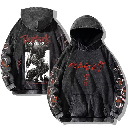 Printed Washed Hoodies Gothic Vintage Cotton Hooded Sweatshirt Y2k Oversized Long Sleeve Pullover Men Women Retro Hoodie