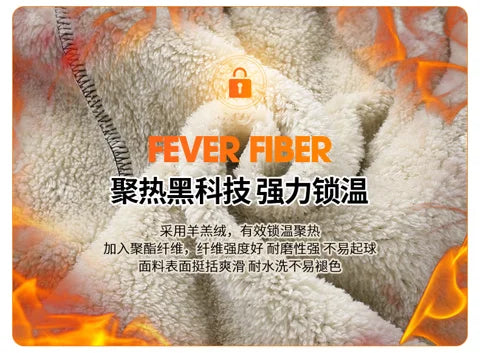 Hooded lambskin medium and elderly large size warm suit with plush thick hoodie jacket+thick pants two-piece set