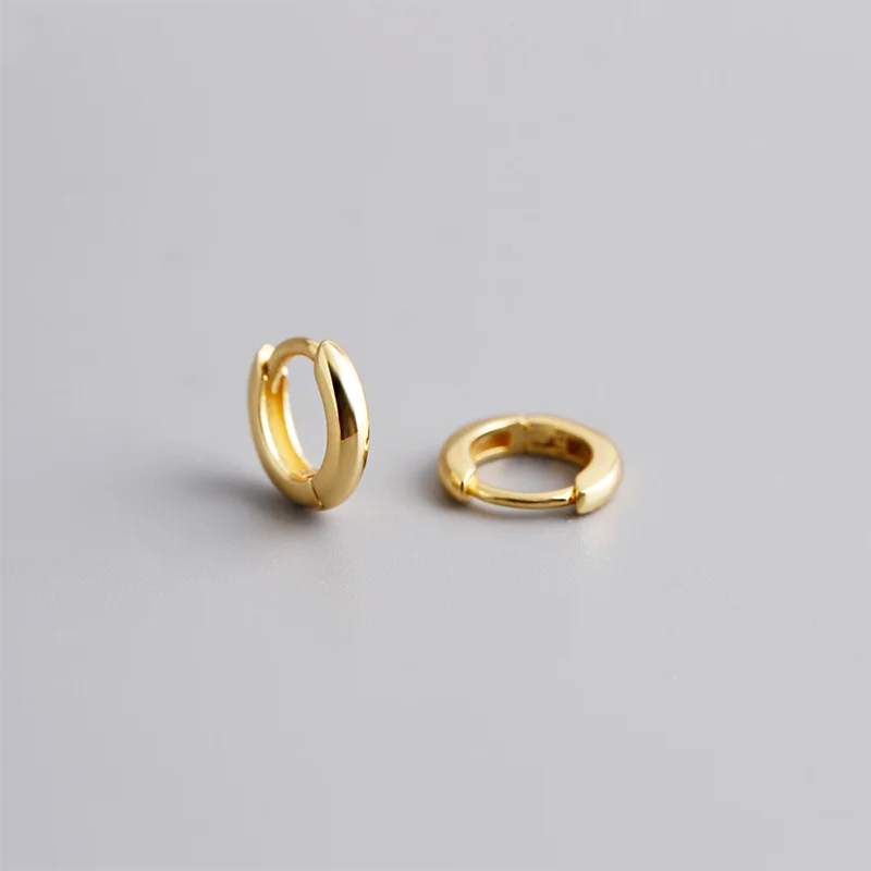925 Sterling Silver Minimalist Matte Gothic Unisex Huggies Ear Hoop Earrings for Women Men Piercing Ear Buckle Jewelry