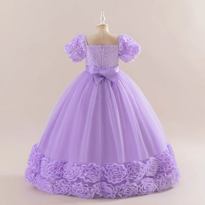 Summer Flower Girls Party Dress Elegant Tulle Bridesmaids Wedding Princess Dresses Girl Gala Birthday Evening Christmas Costumes