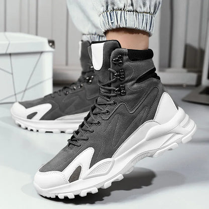 Fashion Men's Boots Comfortable Men Casual Shoes Breathable High Top Sneakers for Men Outdoor Non Slip Mens Ankle Boots Platform