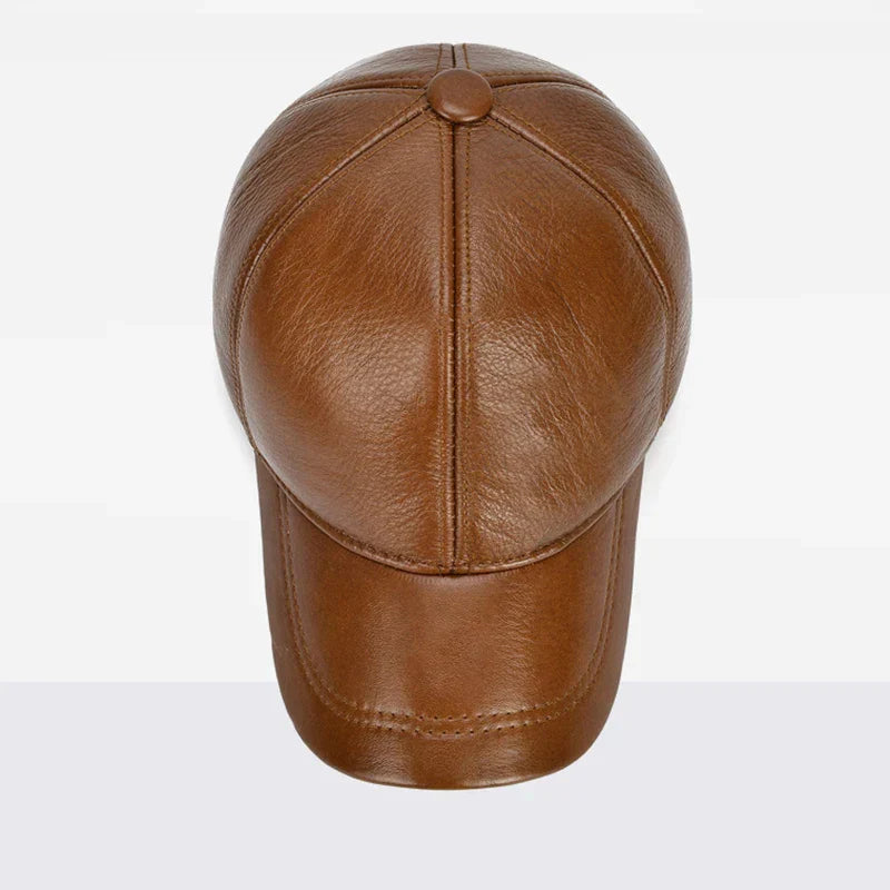 Adjustable Men's Genuine Cowhide Leather Baseball Cap for Fall Winter Outdoor Sports Hat Men Real Cowhide Leather Caps