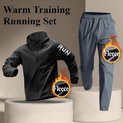 Fleece Warm Running Sportswear Set Men's Autumn and Winter Fitness Wear Fast Dry Clothes Training Morning Run Outdoor Cycling