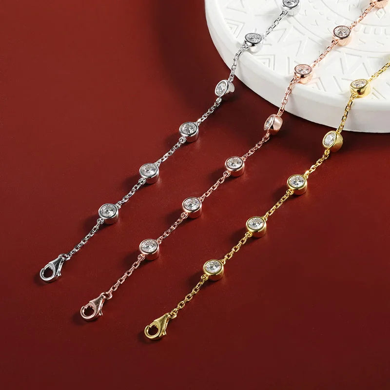 4mm 0.3CT Full Moissanite Tennis Bracelets For Women S925 Silver Plated 18K Gold Hand Chain Fine Jewelry with certificate