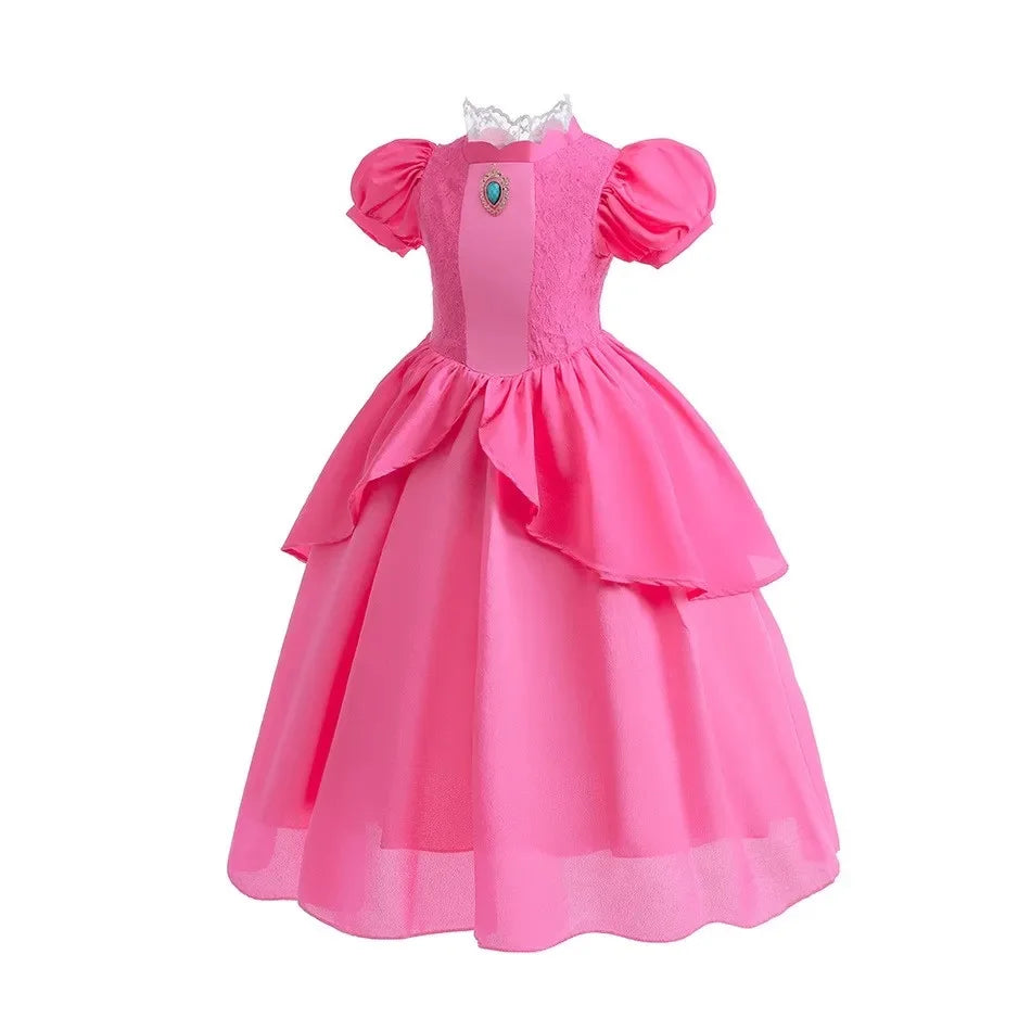 2025 Odyssey Plumber Bros Video Game Role Playing Girl Peach Princess Dress Movie Luigi with Peach Adventure Cosplay Party Dress