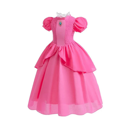 2025 Odyssey Plumber Bros Video Game Role Playing Girl Peach Princess Dress Movie Luigi with Peach Adventure Cosplay Party Dress
