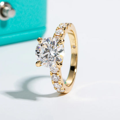 4.3cttw D Color Moissanite Engagement Rings 925 Sterling Silver 18k Gold Plated Lab Created Diamond Wedding Band Rings