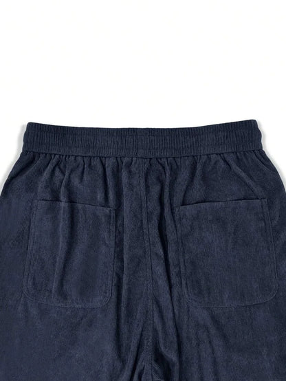Men's Corduroy Straight Leg Casual Pants Drawstring Elastic Waist Outdoor Streetwear Winter Warm Autumn Sport Thermal Trousers