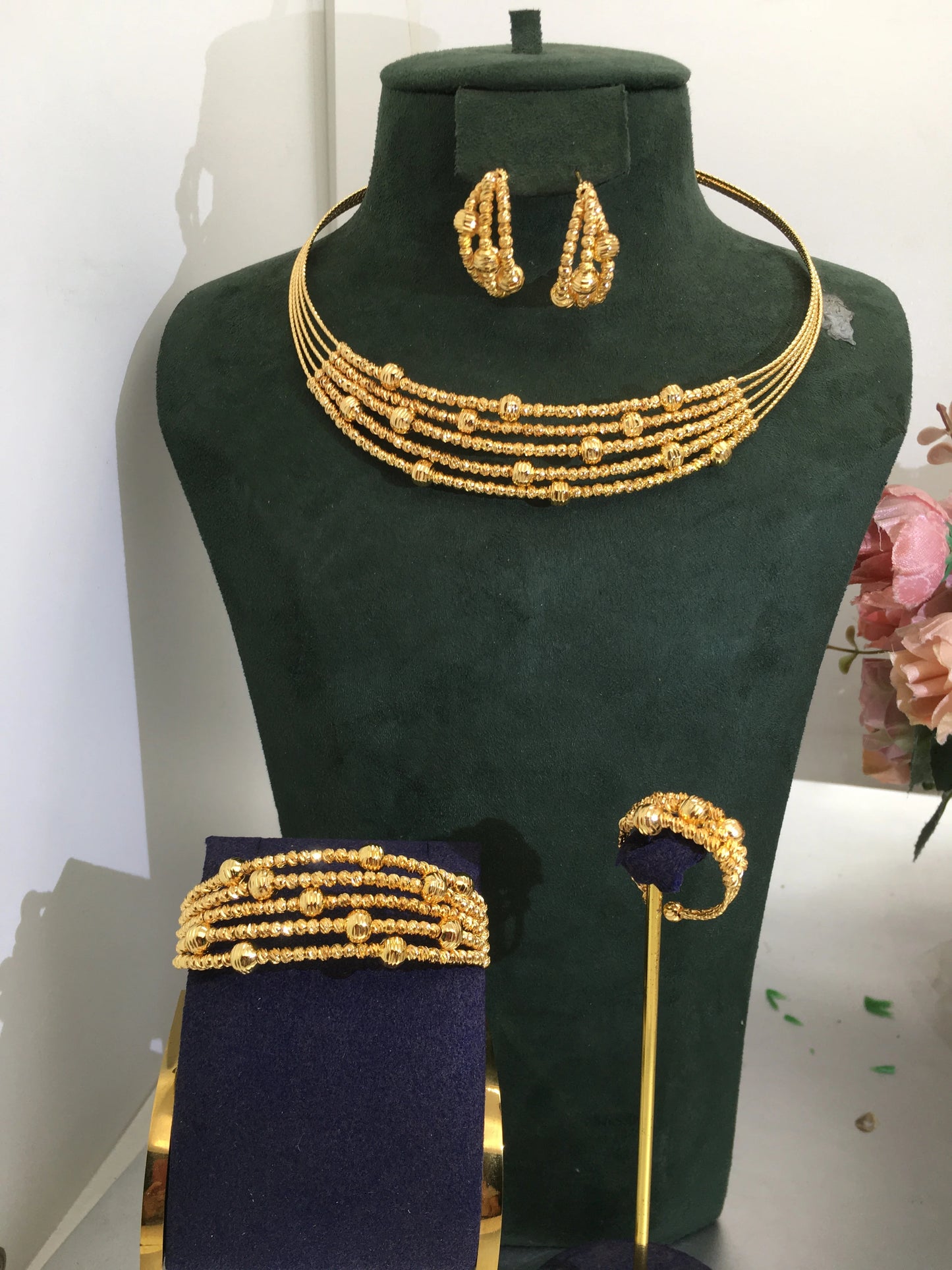 Trendy Fashion 4PCS Luxury Waterdrop Indian Jewelry Sets For Women Wedding Party Indian Dubai Bridal jewelry Sets