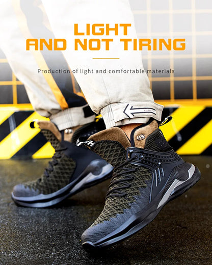 Man Safety Shoes Puncture-Proof Work Sneakers Lightweight Men Steel Toe Shoes Safety Boots Indestructible Work Boots Winter Warm