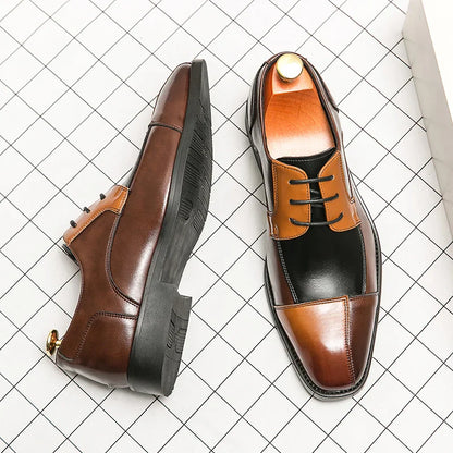 Trend Social Leather Shoes Men Classic Casual Business Leather Shoes Retro Men's Dress Shoes High Quality Office Wedding Leather