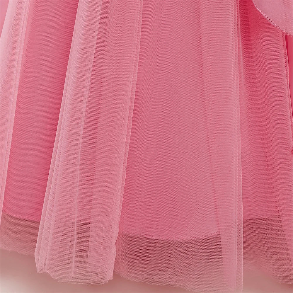 Teens Girls Sequins Princess Party Dresses White Bridesmaid Flower Kids Dresses For Girl Wedding Prom Gown Pink Birthday Vestido