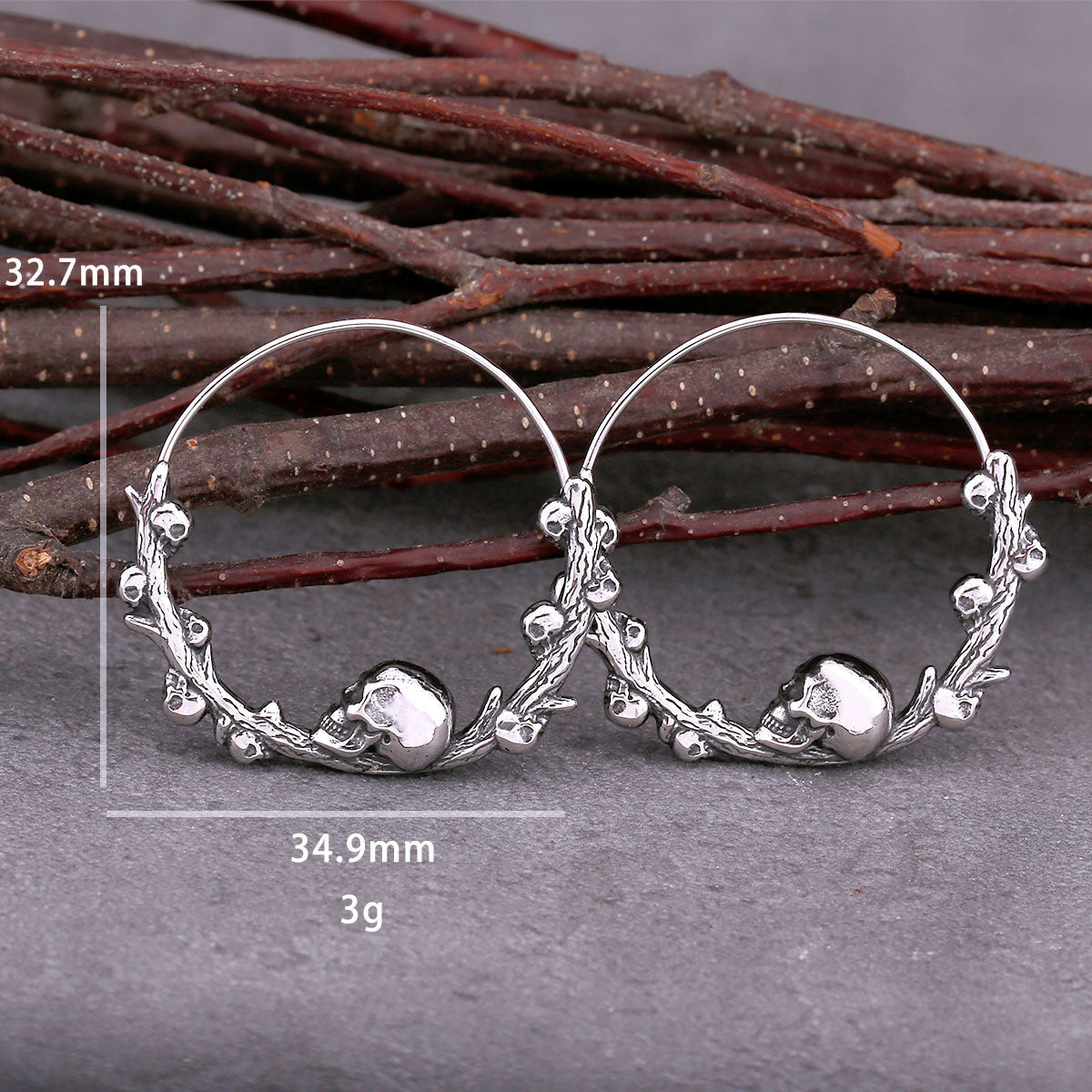 Unique Design Gothic Skull Hoop Earrings Creative Fashion Never Fade Stainless Steel Vintage Punk Hip Hop Earring Jewelry Gift