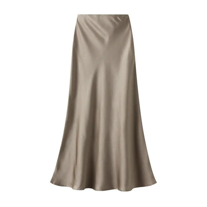 Temperament Elegant Satin Fishtail Skirt Mujer Faldas Vintage Maxi Skirts Women Party Wear Vestido De Festa Fashion Clothes