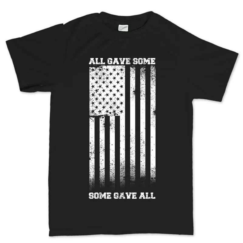 American Flag Grunge Men Cotton TShirt Athletic Casual Style Black
