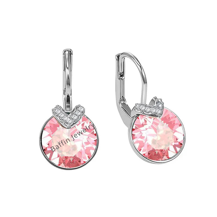 Mini Bella V Drop Earring for Women Friends Birthday Crystals from Austria Round Cut Dangle Silver Gold Color Pierced Jewelry