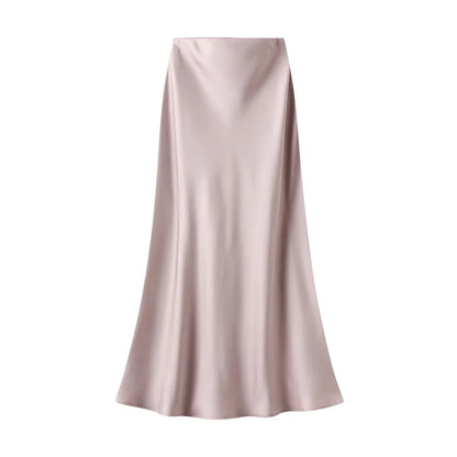 Temperament Elegant Satin Fishtail Skirt Mujer Faldas Vintage Maxi Skirts Women Party Wear Vestido De Festa Fashion Clothes