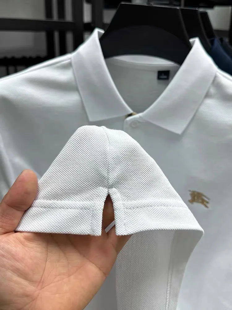 100% high-quality pure cotton men's summer polo T-shirt popular business commuting breathable cozy exquisite luxurious embroider