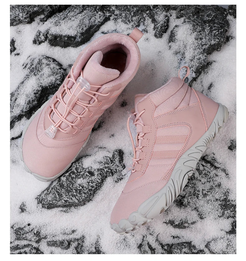 Womens Mens Waterproof Winter Barefoot Shoes Snow Boots Cotton Warm Fur Lined Unisex Walking Hiking Outdoor Shoes