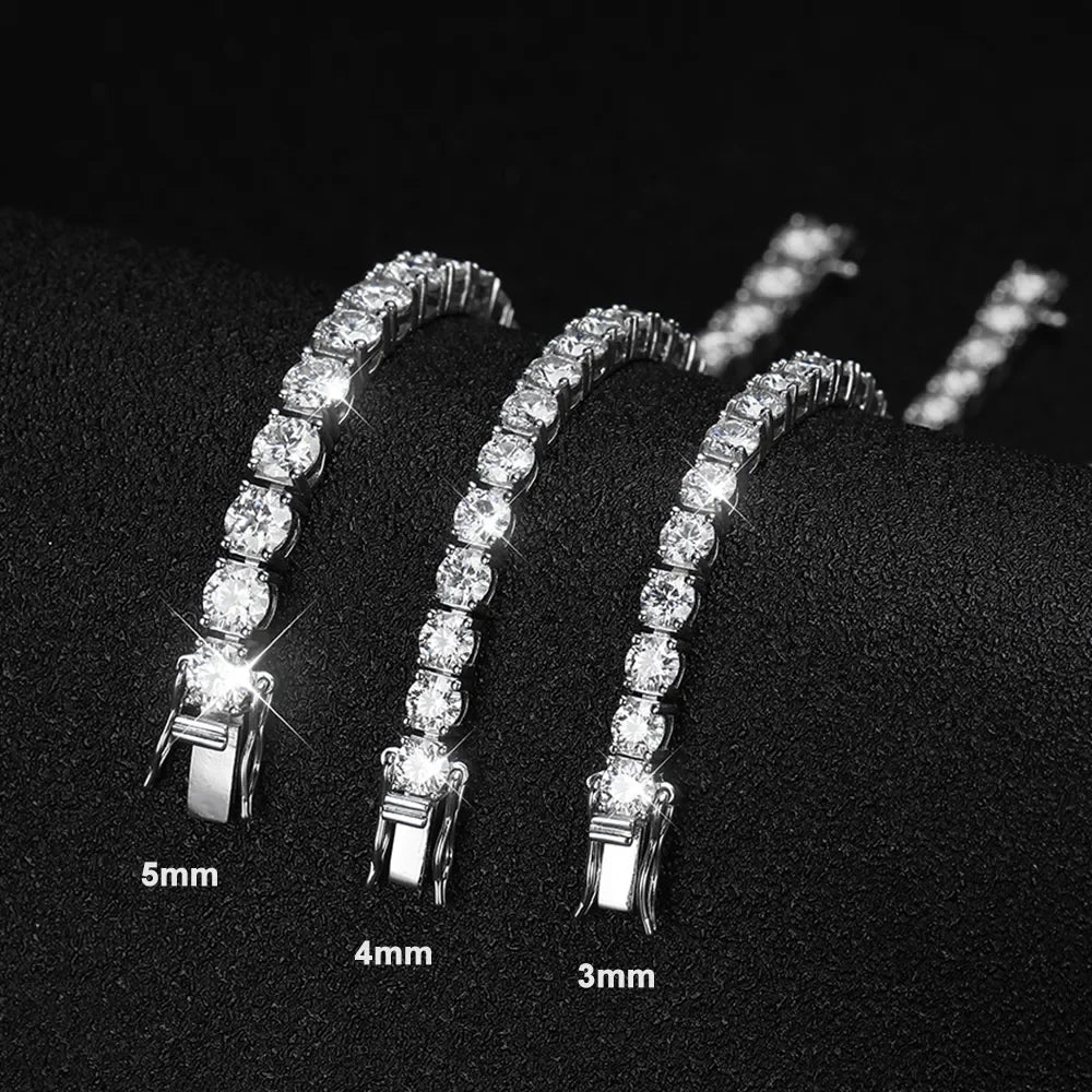 3mm 4mm 5mm Moissanite Tennis Bracelet For Women Man Gift S925 Sterling Silver Plated 18K Moissanite Hand Chain Jewelry