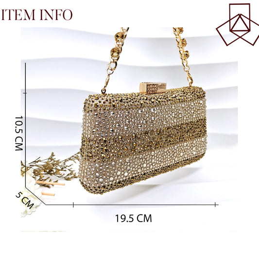 Gold Color Elegant Women Heels Shoes and Bag Set Hollow Rhinestones  High Heels Wedges Shoes Matching Bag