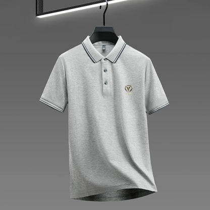 100% pure cotton men's polo shirt high-end brand unique letter printed short sleeve summer new comfortable casual lapel T-shirt