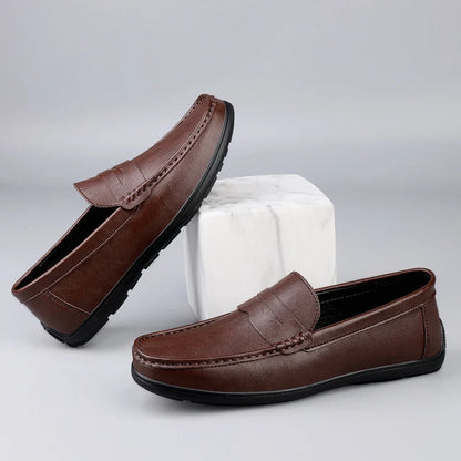 Genuine Leather Men Casual Shoes Comfortable Man Formal Dress Shoes Breathable Mens Loafers Slip on Male Boat Shoes Size 38-47
