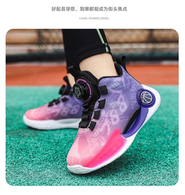Kids Basketball Shoes Non-slip Breathable Basketball Training Sneakers Boys Girls Athletic Shoes Luminous Children Running Shoes