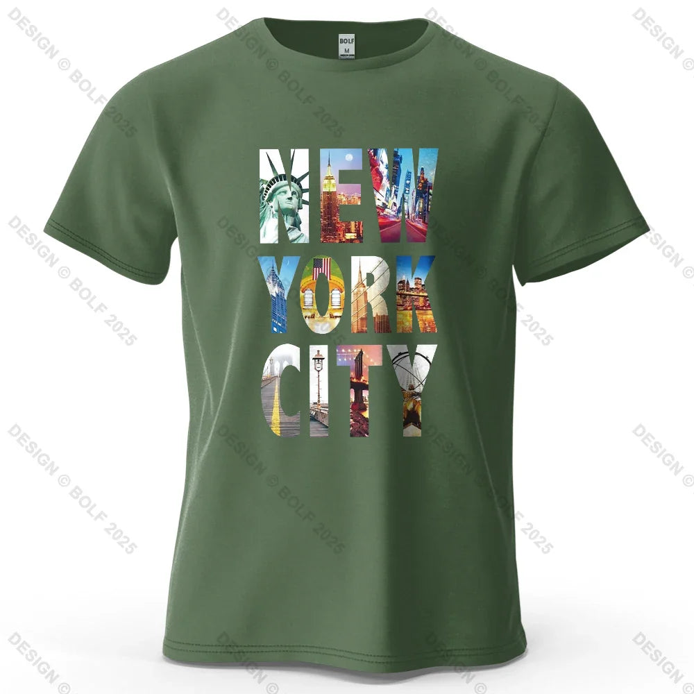 NYC Vibes Printed Men's T-Shirt 100% Cotton Oversized Urban Trendy Graphic Tees for Women Tops Tees Casual Streetwear